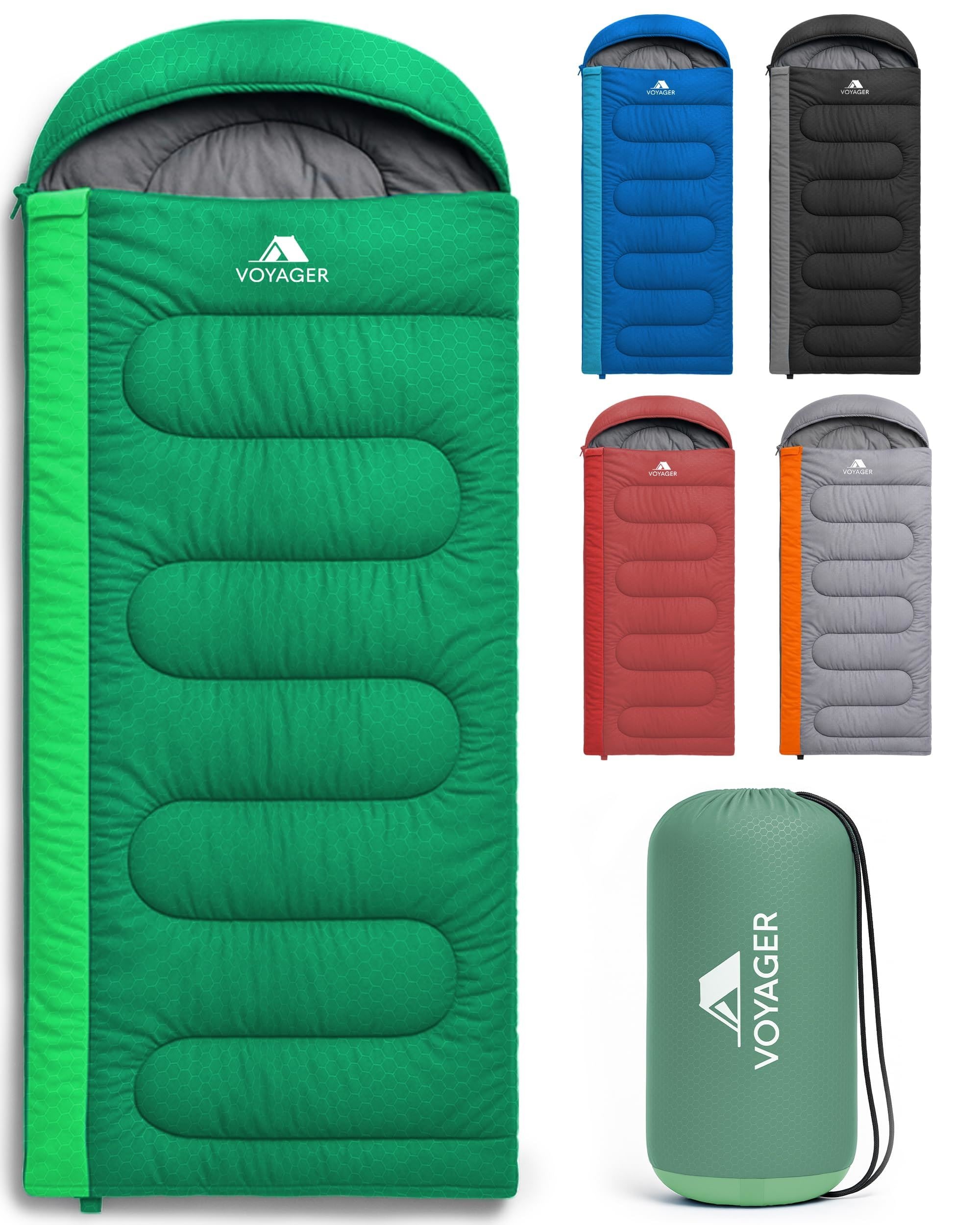 Voyager Sleeping Bag for Adults - Lightweight & Compact (220x30x80cm) in Grey | Size: 220 x 30 x 80 cm