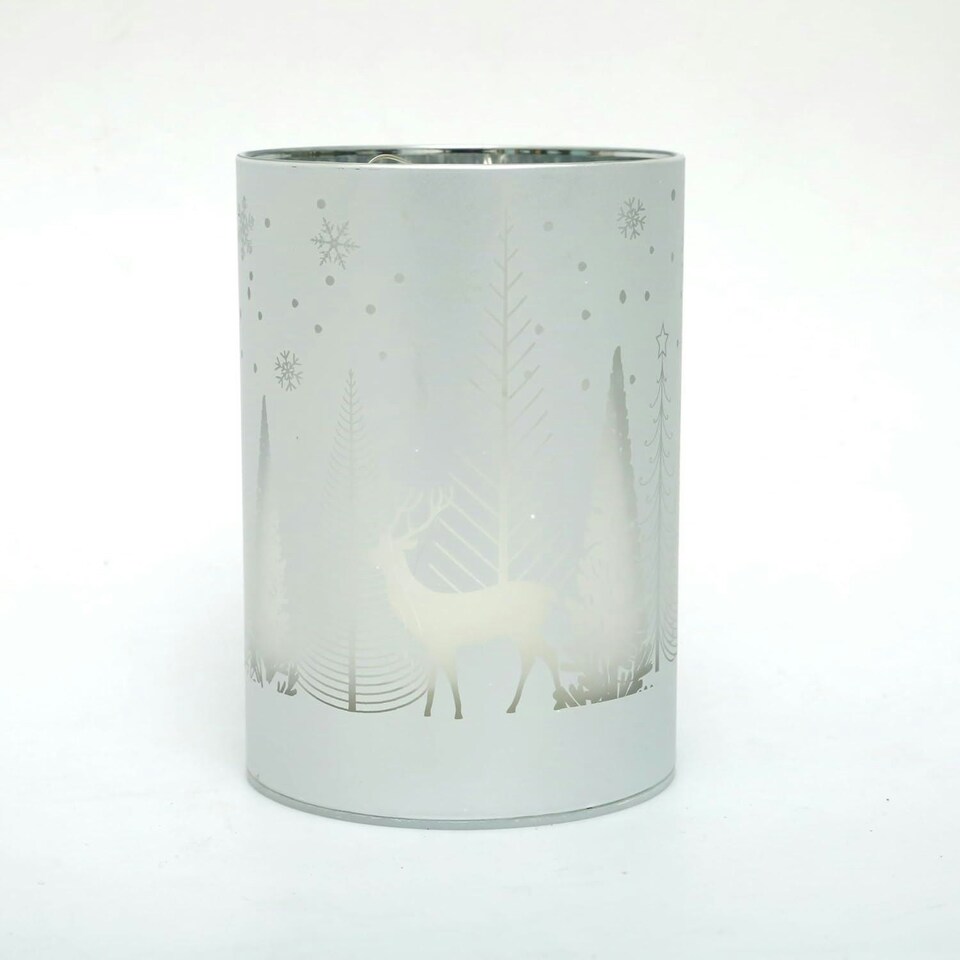 image 1 of 17cm Christmas Decorated Vase Led Silver Glass Vase / Forest