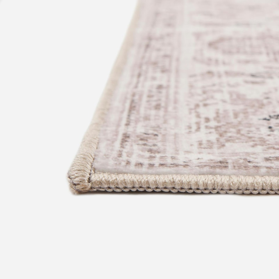 image 1 of OHS Vintage Print Washable Indoor Carpet Floor Rug Runner, 66x200cm - Natural Yellow | Natural | 66x200cm