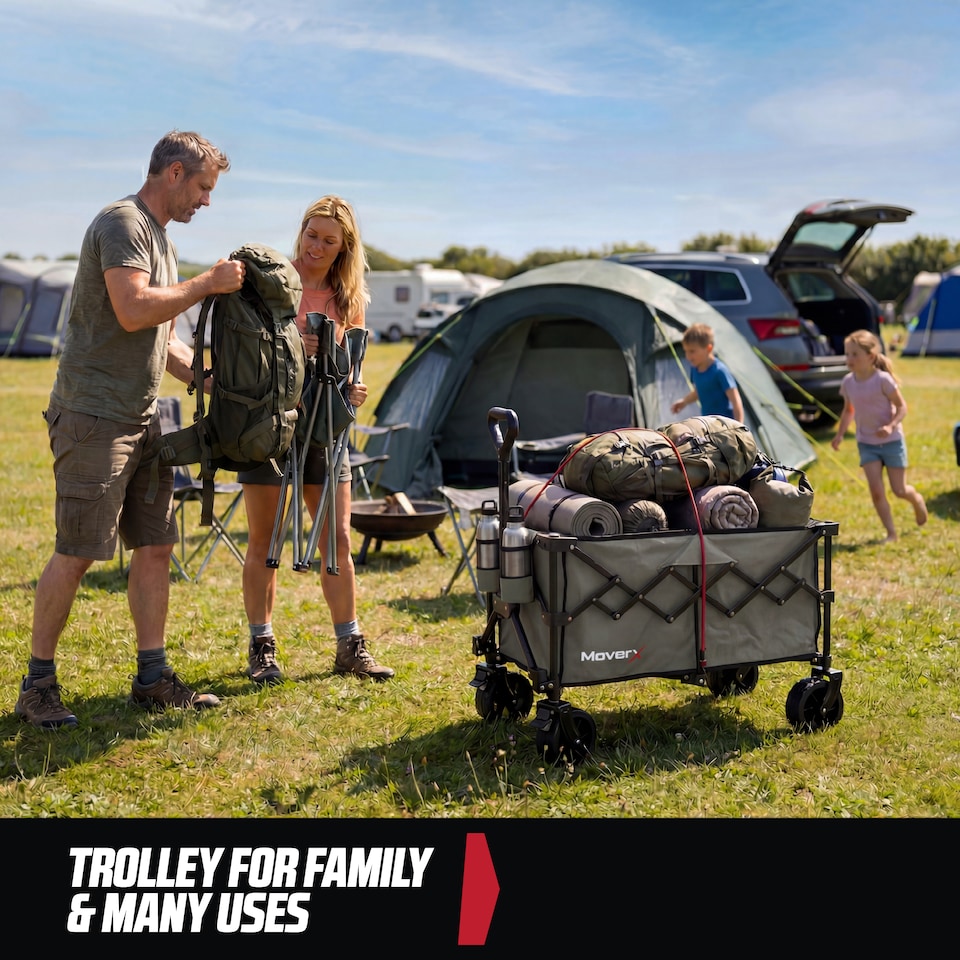 image 1 of MoverX 120L/150kg 2-in-1 Camping Tabletop Trolley / Table - Khaki