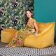 image 2 of icon Natalia Velvet Adults Bean Bag Armchair and Pouffe, Ready Filled Large Beanbag and Footstool Ochre Yellow Yellow | Yellow
