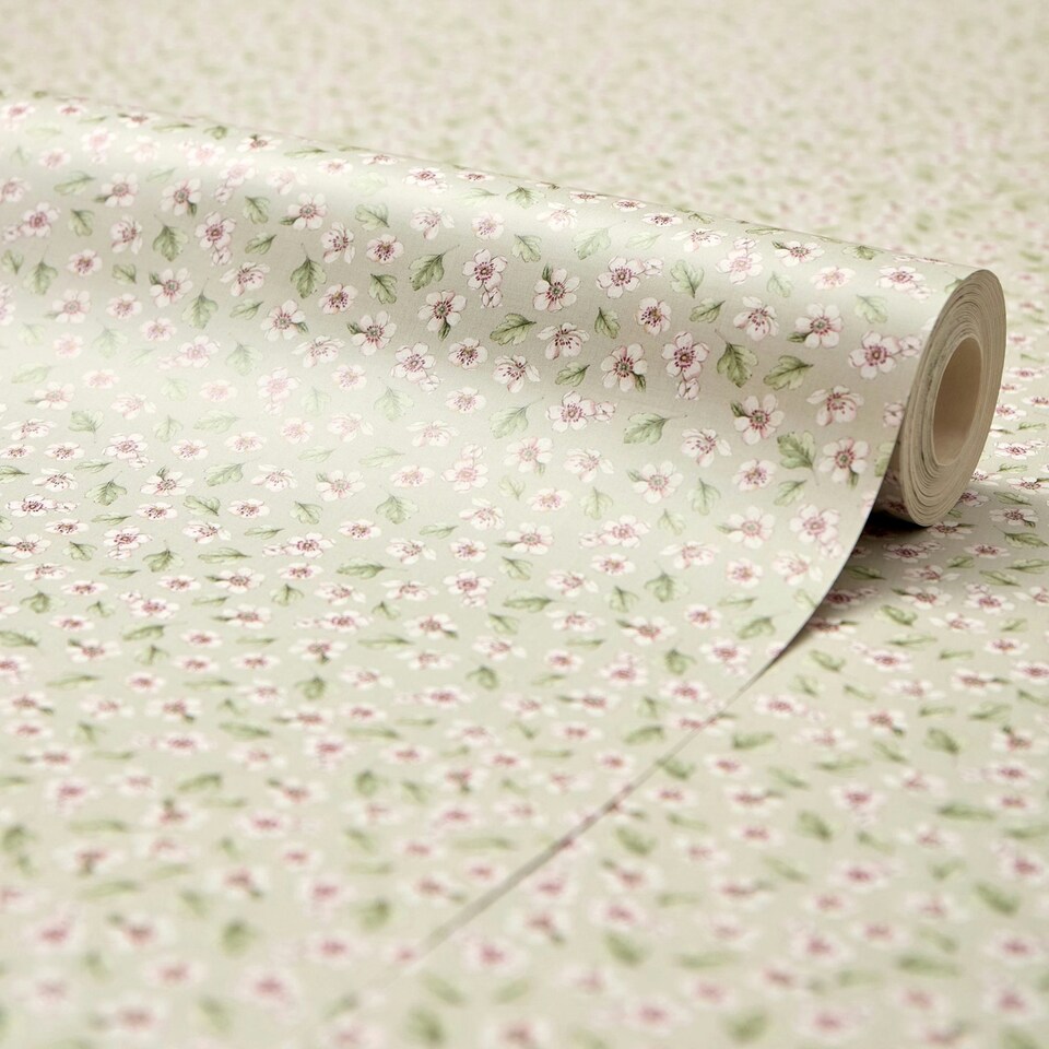 image 1 of Apple Blossom Wallpaper in Soft Sage N/A