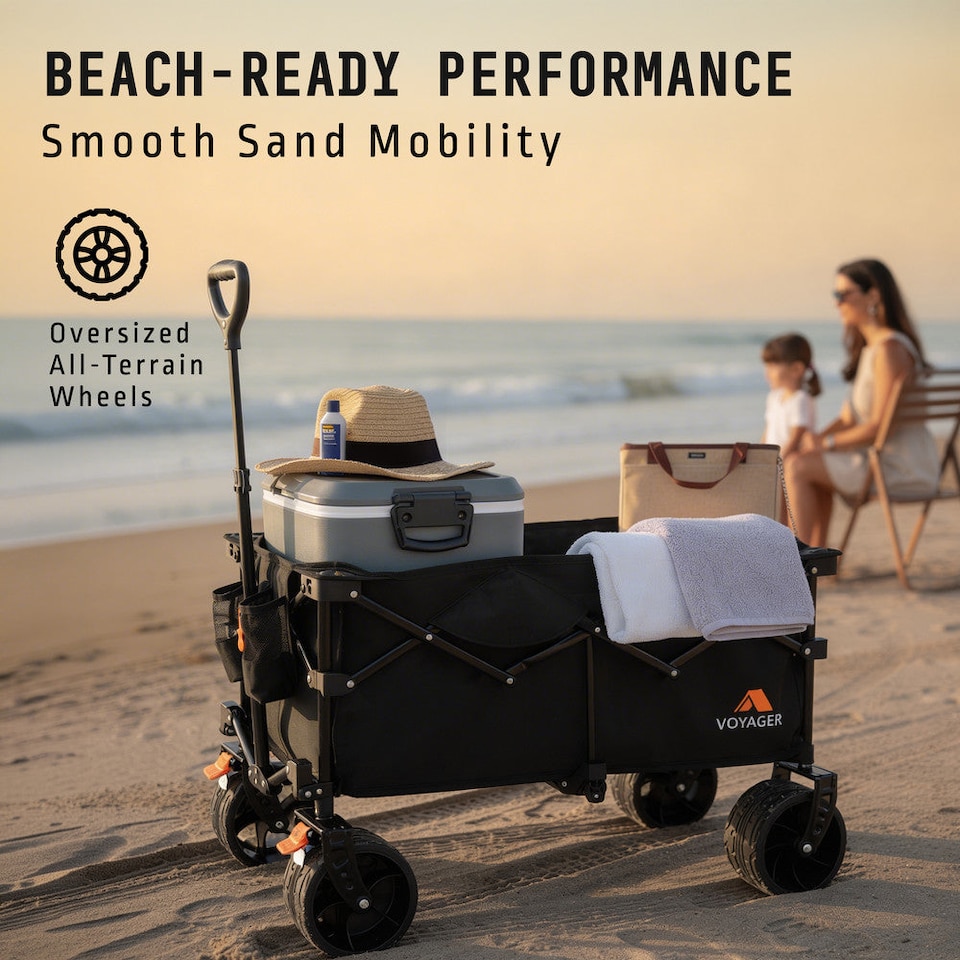 image 1 of Voyager Heavy Duty Folding Camping Wagon with All Terrain Wheels