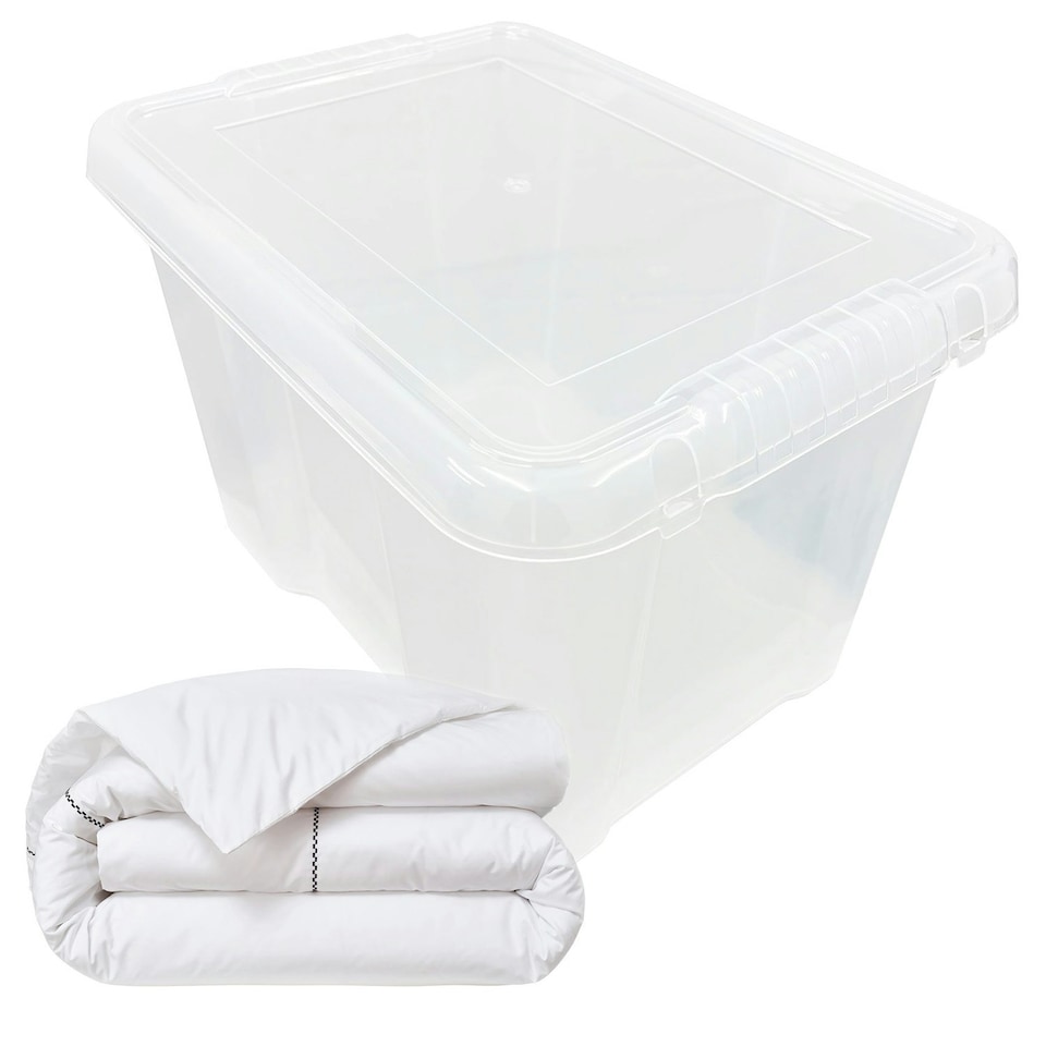 image 1 of 2 x 24 Litre Clear Plastic Storage Containers With Lids Ideal For Home & Office Use | Clear