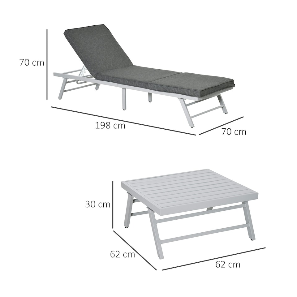 image 1 of Outsunny 3 Pcs Garden Seating Set w/ Sofa Lounge Table Outdoor Patio Furniture