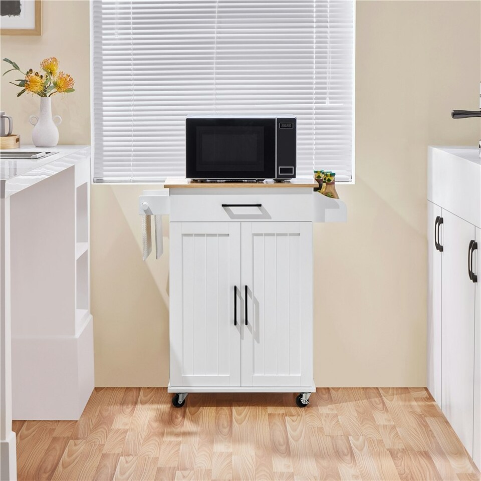 image 1 of Yaheetech Kitchen Island Cart with Spice Rack Storage