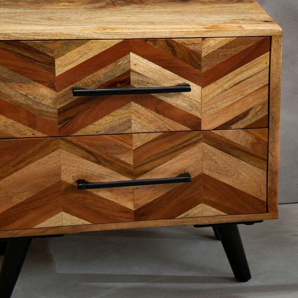 image 1 of Interiors by Premier Two Drawer Bedside Table in Mango Wood Black
