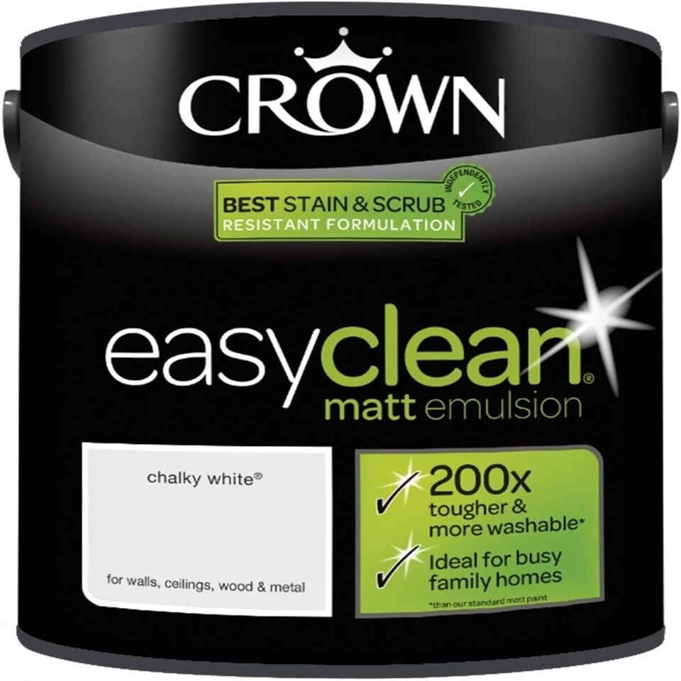 image 1 of Crown Easyclean Matt Emulsion 2.5L Chalky White