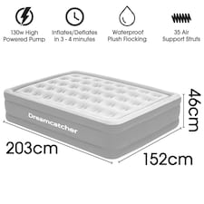 Dreamcatcher King Size Inflatable Blow Up Mattress Air Bed Integrated built-in pump | Grey | King Size