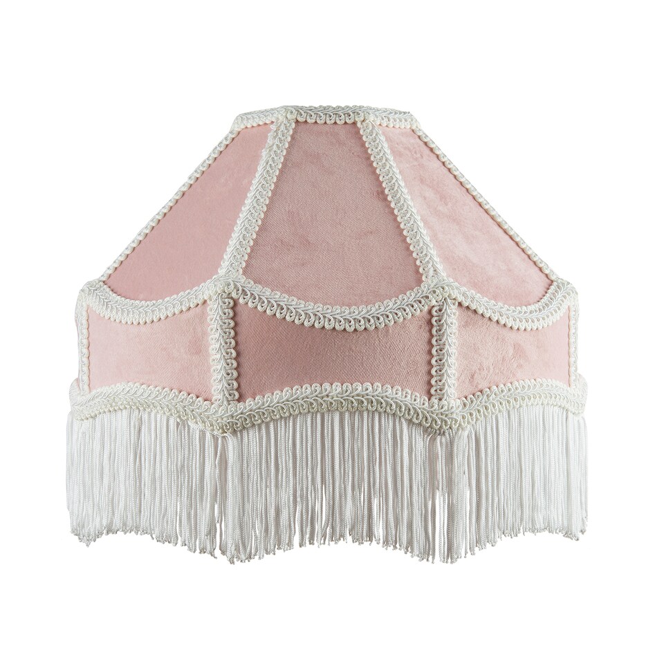 image 1 of Traditional Victorian Empire Lampshade in Soft Blush Pink Velvet with Tassels | Pink