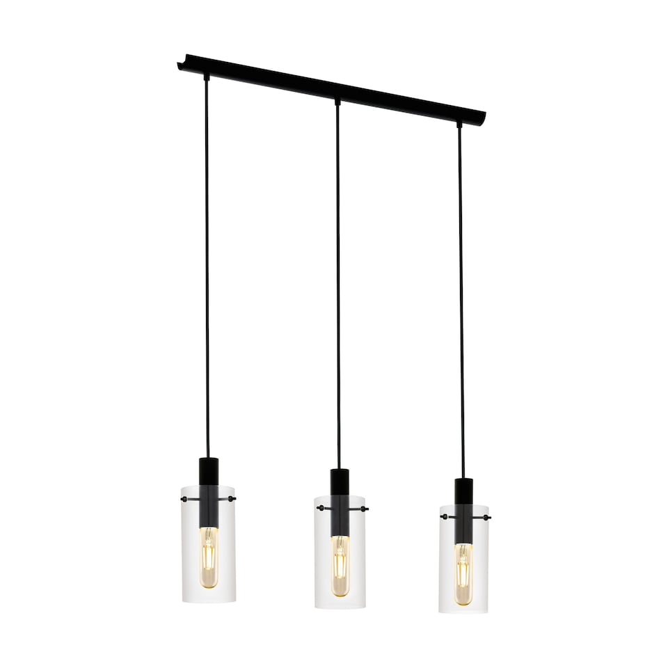 image 1 of EGLO Montefino Industrial Black Steel 3 Pendant Light WBS Black