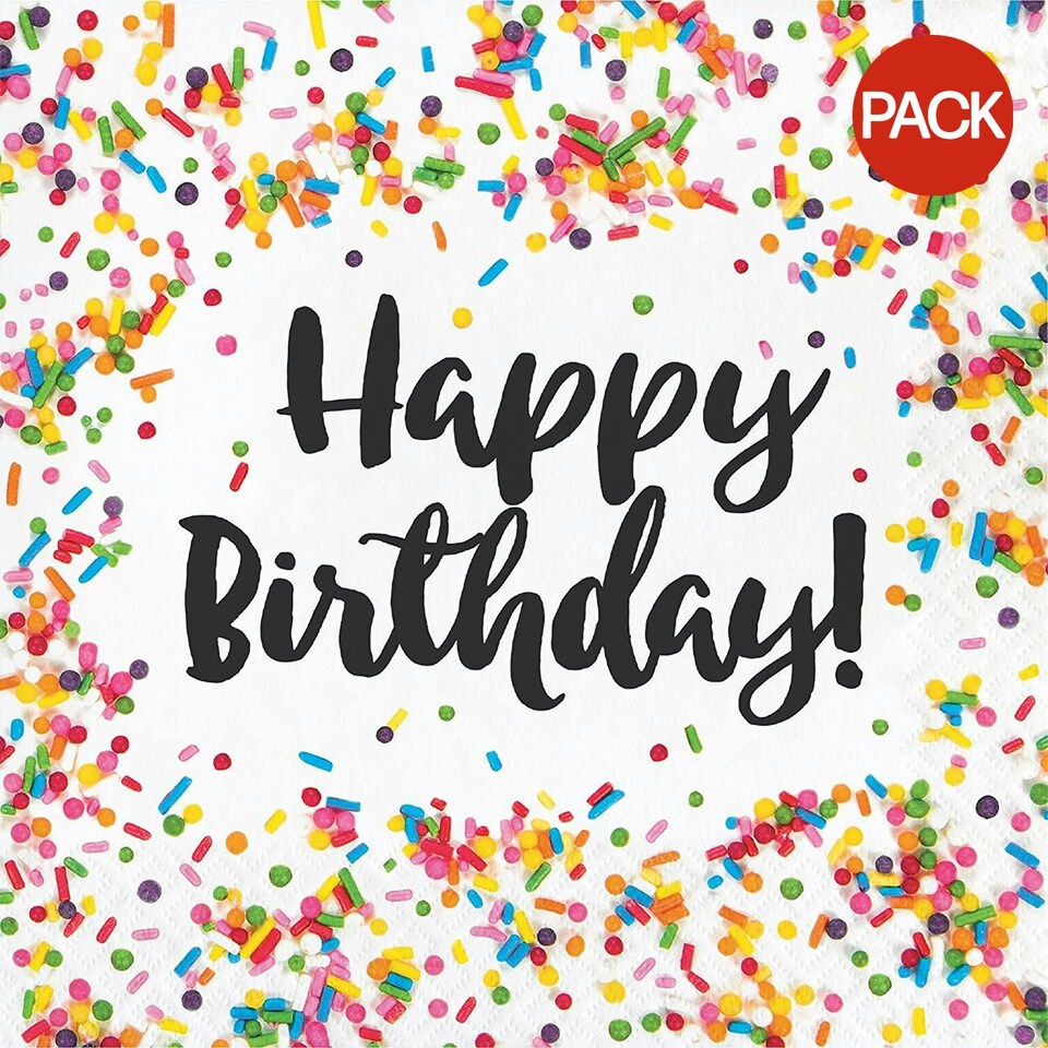 Creative Party Paper Sprinkle Birthday Disposable Napkins (Pack of 16) - Multicoloured - One Size