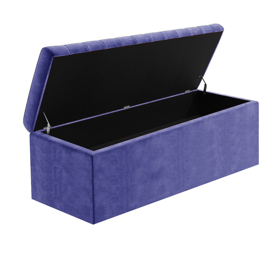 image 1 of Safar 90cm Wide Ottoman Storage box - Blue Naples Ottoman Box with Storage
