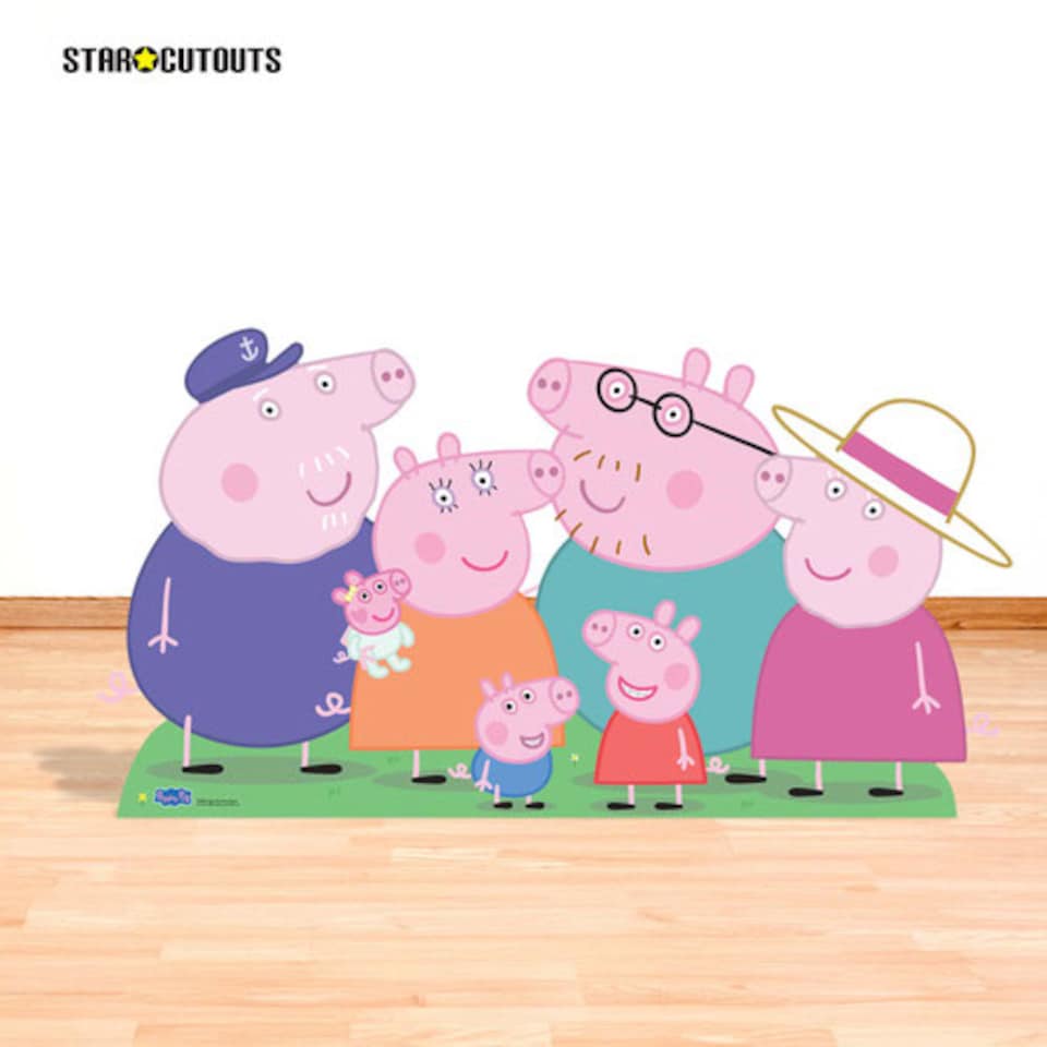 image 1 of Peppa| George| Mummy| Daddy| Grandpa| Granny and Baby Evie Pig Peppa Pig Family Group Lifesize Cardboard Cutout 91cm
