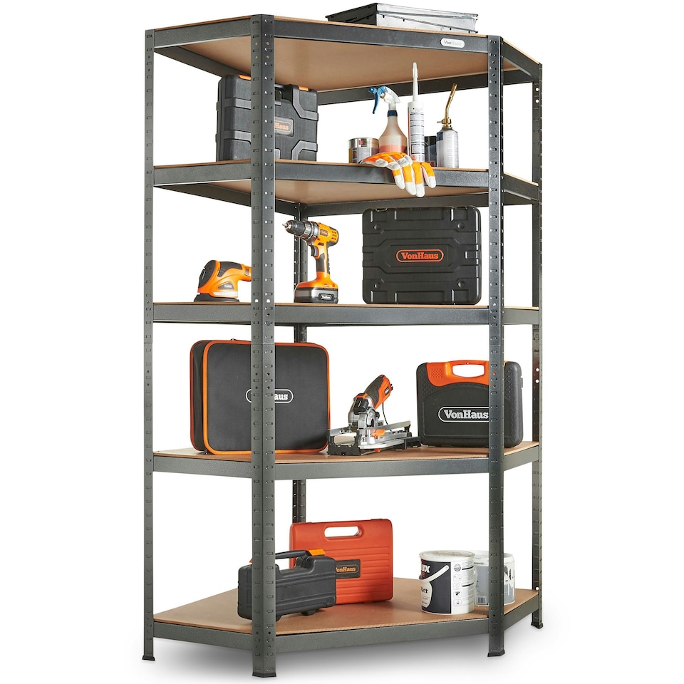 image 1 of VonHaus 5 Tier Heavy Duty Steel Corner Storage Unit for Garage