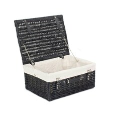 41cm Empty Willow Wicker Picnic Basket with Lining White | White | One Size