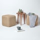 image 6 of Homescapes Linen Cube Cotton Knitted Pouffe Footstool