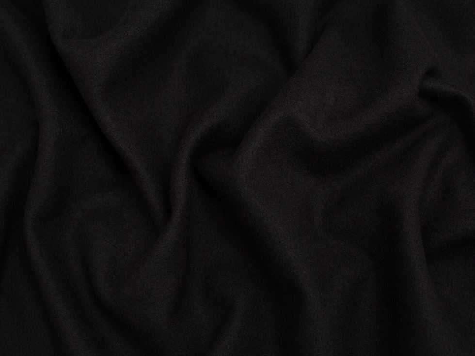 Minerva Core Range Black Vegan Wool Effect Coating Fabric for Dressmaking, 150cm / 59" Wide - per metre