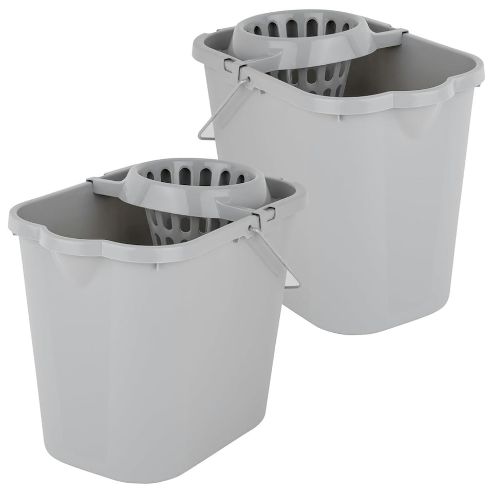 image 1 of 2 x 12L Mop Bucket & Wringer Multi Surface Plastic Bucket With Handle