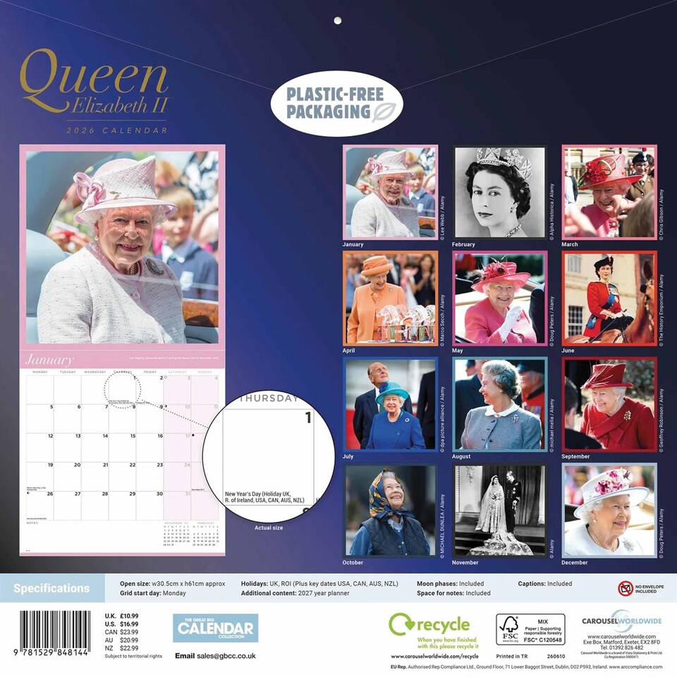 image 1 of Queen Elizabeth Ii Square Wall Calendar