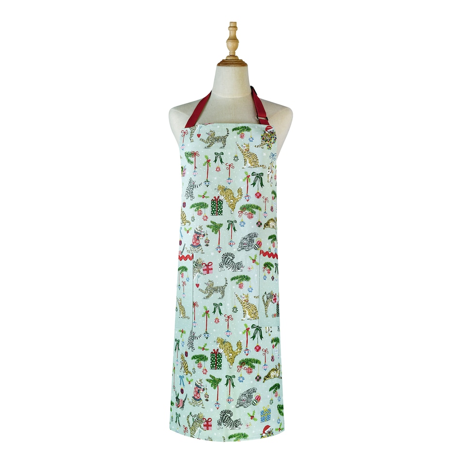 image 1 of Ulster Weavers Christmas Cats Apron - Cotton Seafoam