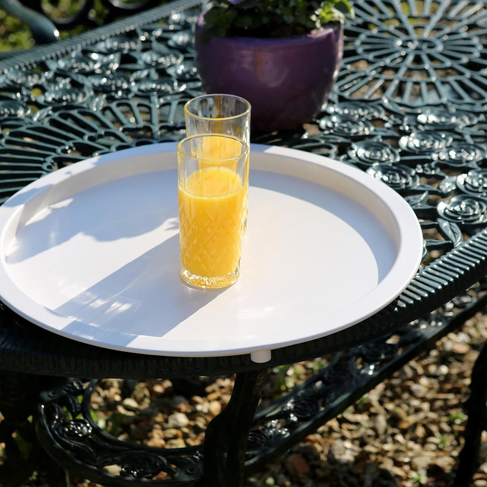 image 1 of Harbour Housewares Round Steel Tray Table - Matt White | White | Matt White
