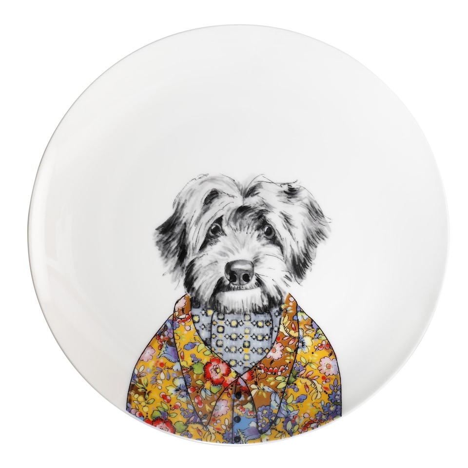 image 1 of Mikasa TipperleyHill Set of 2 Fine China Side Plates with Cat and Dog Prints