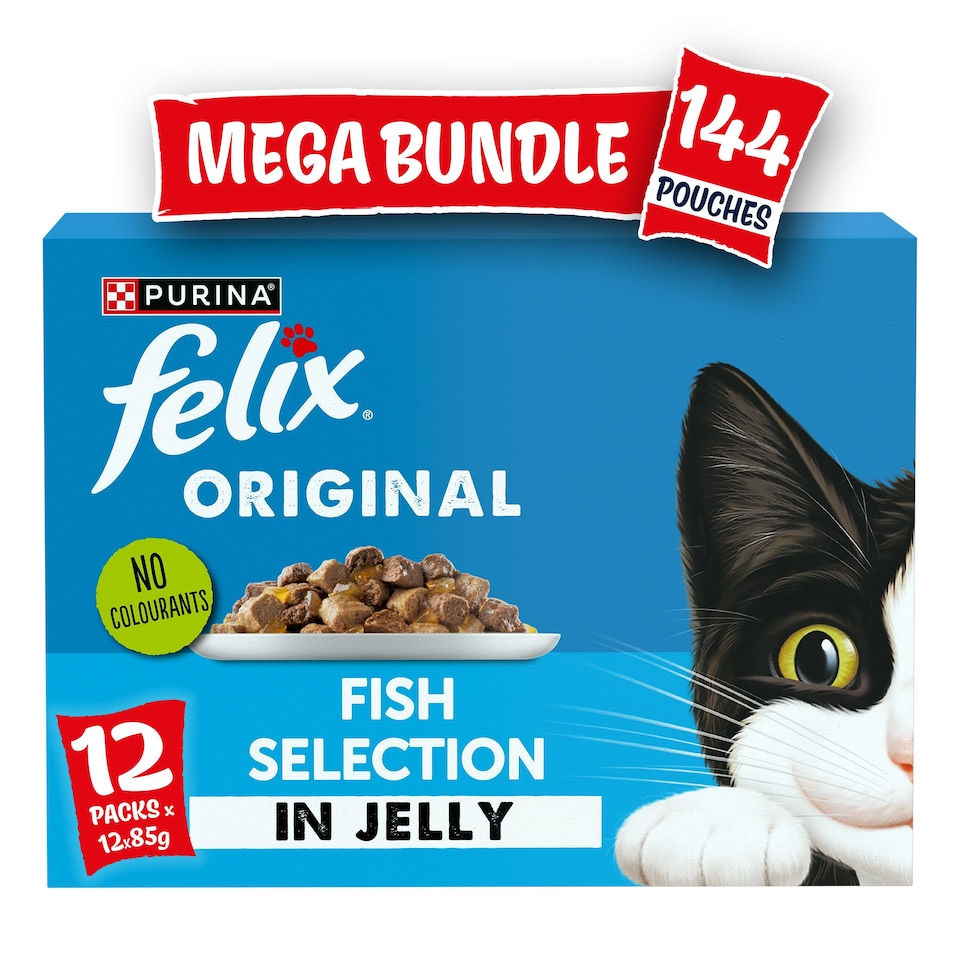 Felix Original Fish Selection In Jelly Wet Cat Food 144X85G (Pack Of 12)