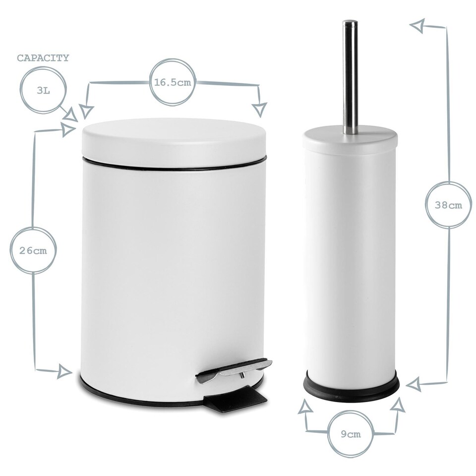 image 1 of Harbour Housewares Round Toilet Brush & Bin Set - Matt Black | Black | Matte Black