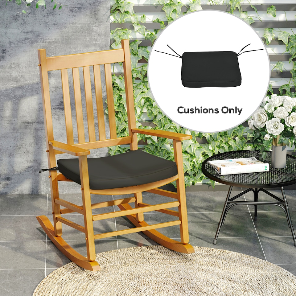 image 1 of Outsunny Set of 6 Chair Cushion Seat Pads Dining Chair w/ Straps | Black | Black | 6