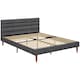 image 1 of HOMCOM 5ft King Bed Frame with Underbed Storage, Upholstered Platform Bed Frame with Tufted Headboard and Wood Slat Support, No Box Spring Needed, Easy Assembly, Grey