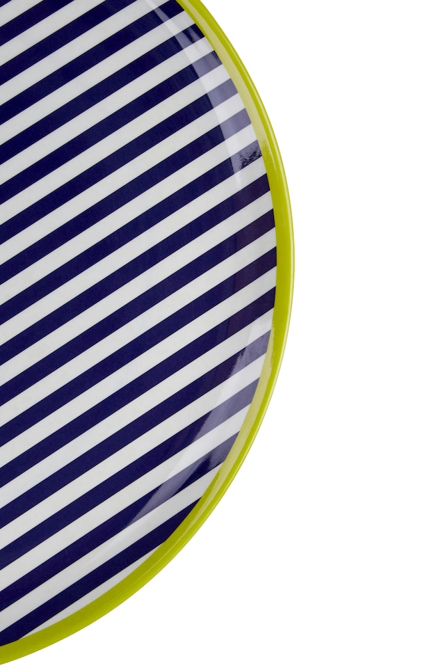 image 1 of Interiors by Premier Floral Design Stripe Tray, Curved Contemporary Dining Tray, Functional Breakfast Tray, Versatile Lunch Tray | Multi