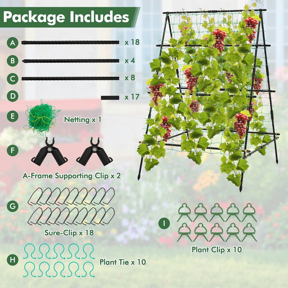 image 1 of COSTWAY A Frame Cucumber Trellis Garden Plant Support Trellis