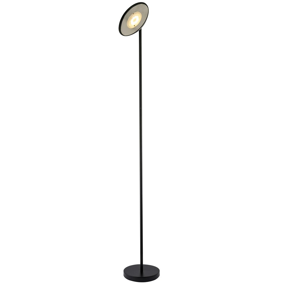 image 1 of Designer LED Uplighter Metal Floor Lamp in Matte Black with Memory Dimmer Button