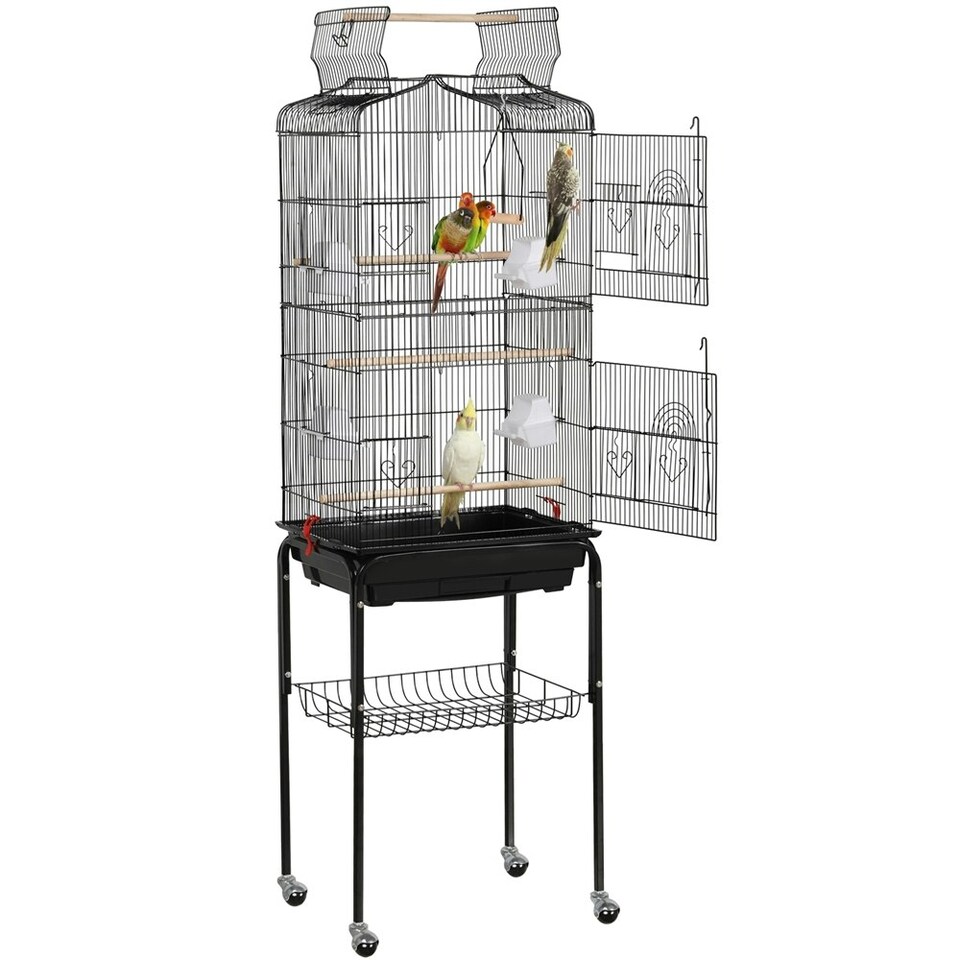 image 1 of Yaheetech 162.5 cm Tall Open Top Metal Bird Cage Large Black