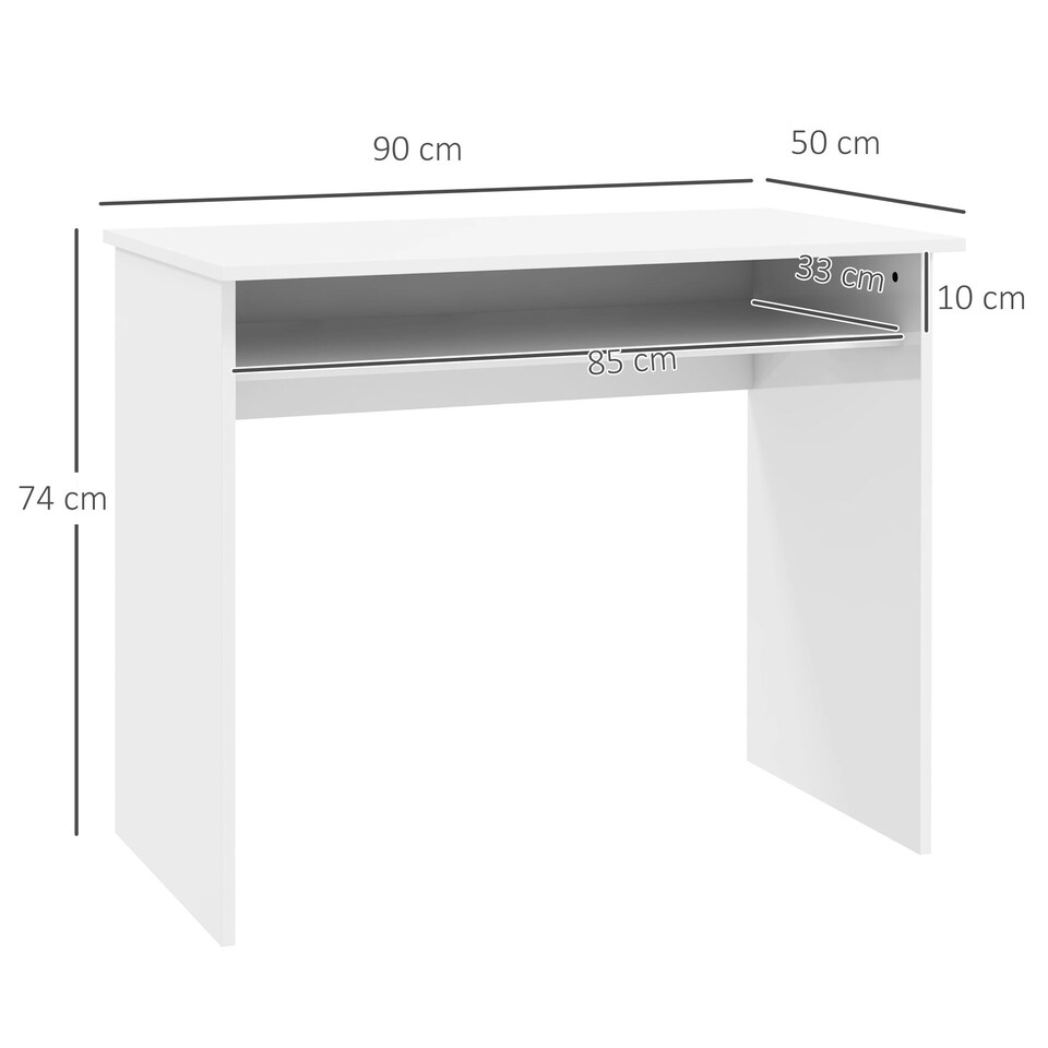 image 1 of HOMCOM Computer Desk Writing Table Study Workstation High Gloss White