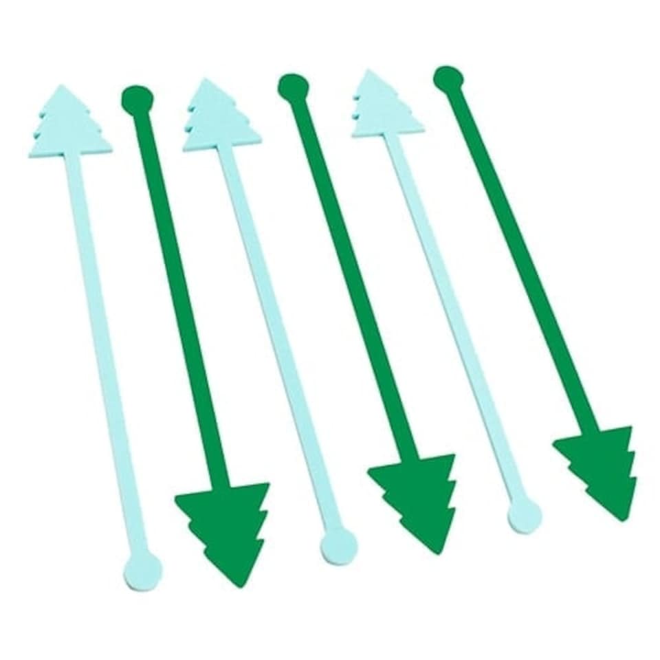 image 1 of Christmas Tree Green Acrylic Drink Stirrers - Pack of 6