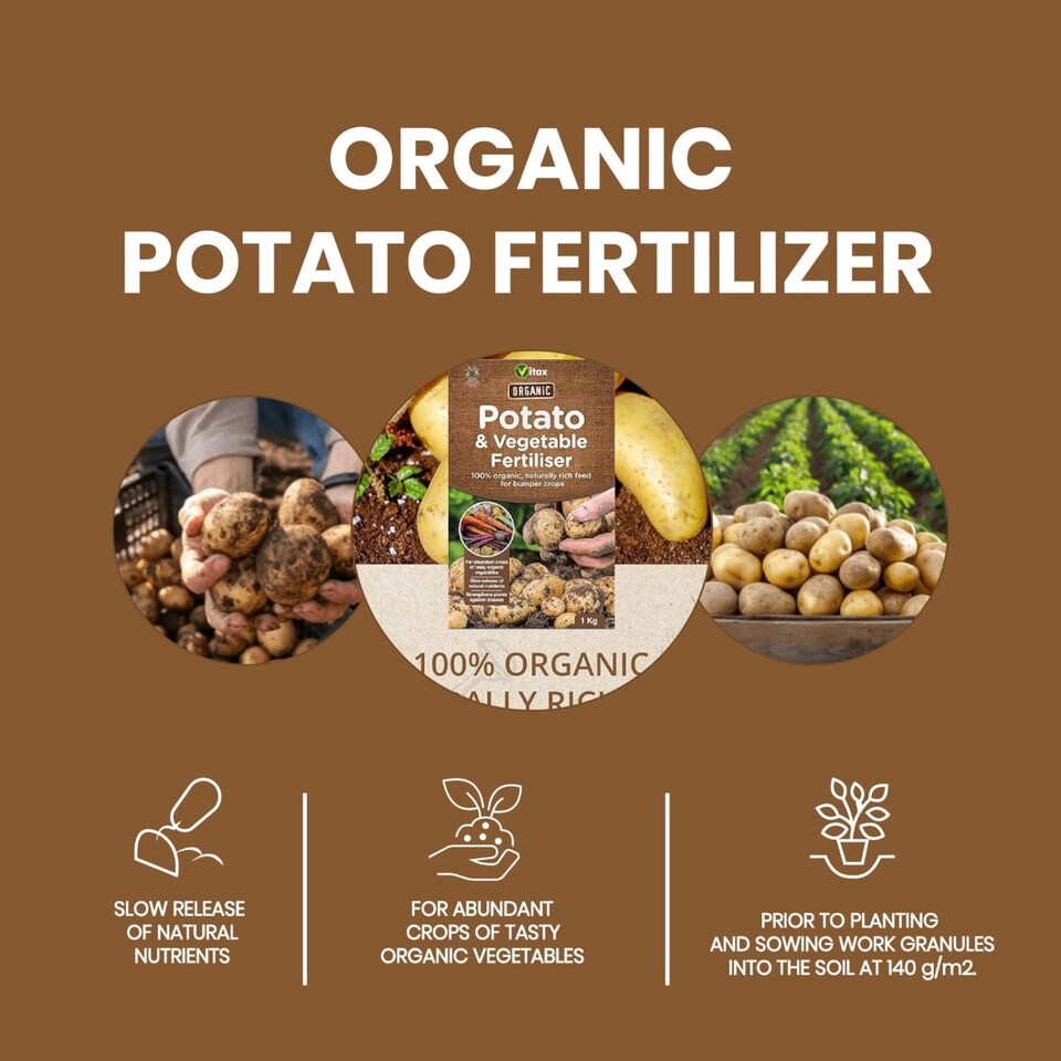 image 1 of Vitax Organic Potato Fertiliser 1Kg Slow Release Plant Food for Strong Growth and High Yield Potatoes and Vegetables