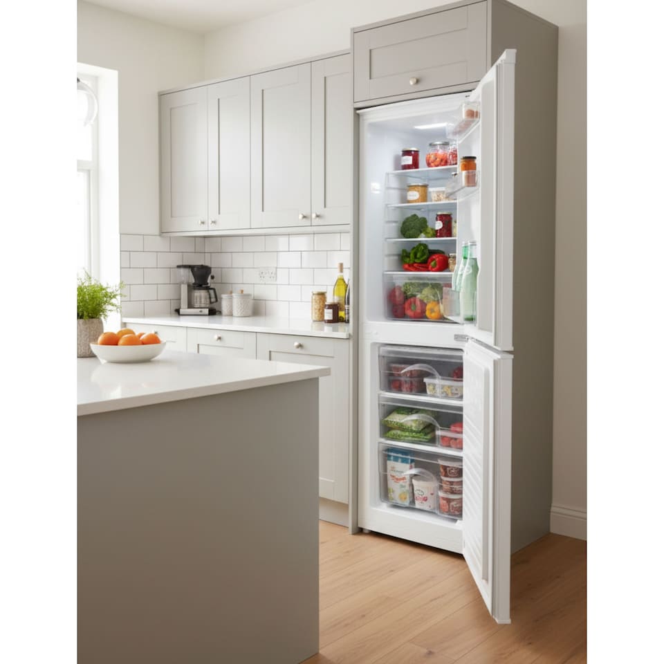image 1 of HYE 50-50 Freestanding Fridge Freezer, 142 Litre, 48cm, White - RF01FF142W01