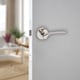 image 3 of Como Metal Lever Latch Door Handles Set Rose Internal & External | Silver | 6x Polished Nickel Rose