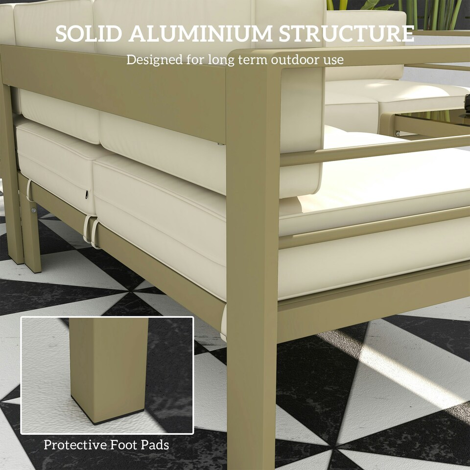 image 1 of Outsunny 5 PCs Garden Sofa Set w/ Cushions, Aluminium Furniture Sets, Gold
