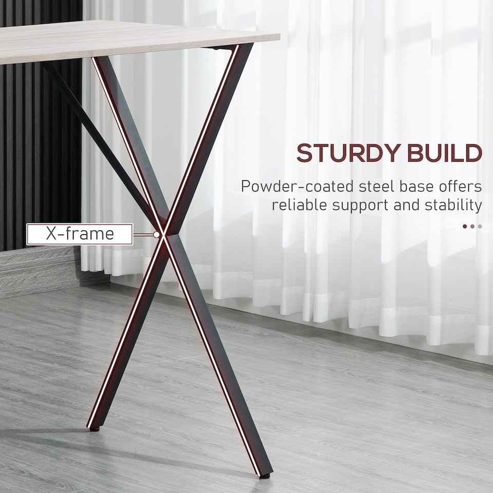 image 1 of HOMCOM 120 cm Rectangular Bar Table for 4 People, Modern Breakfast Bar Table with Wood Effect Tabletop, Steel Legs, Coffee Desk for Living Room, White