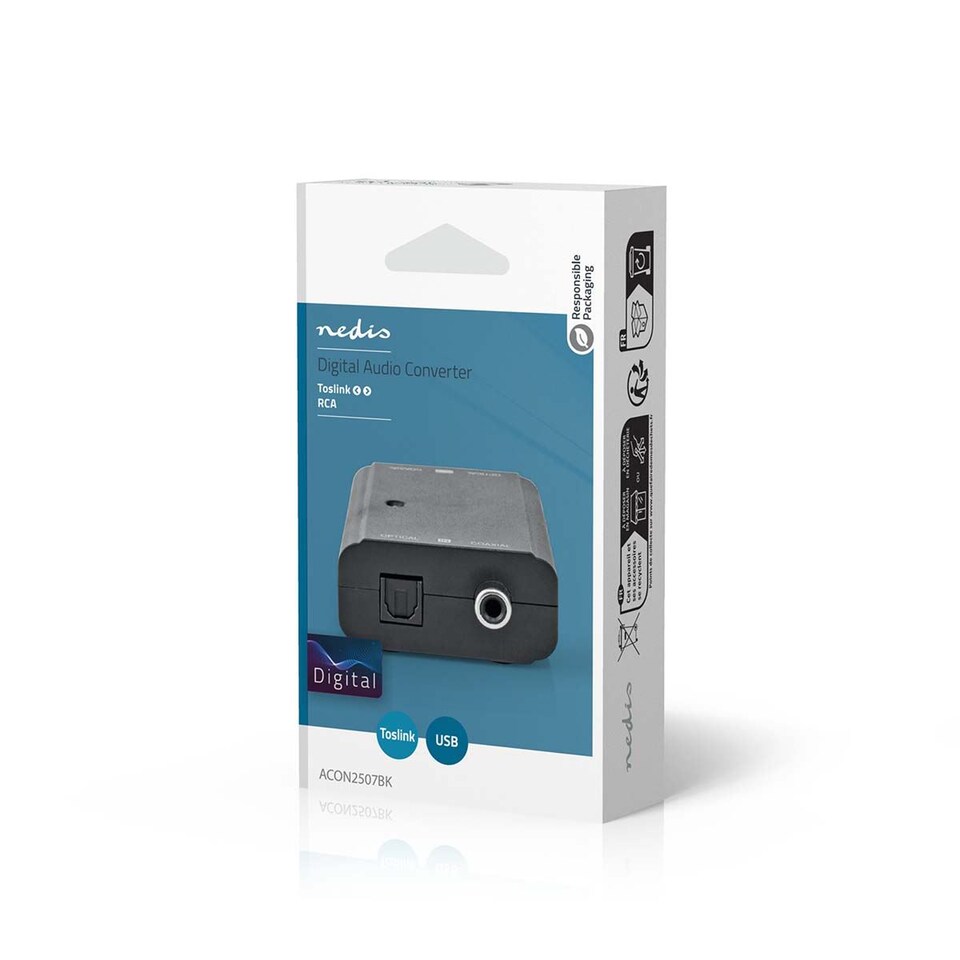 image 1 of Nedis Digital Audio Converter, Bi-Directional Toslink Optical to Coaxial RCA S/P-DIF DAC, Converts Coaxial to Optical & Vise versa, Supports Dolby Digital 5.1 DTS AAC