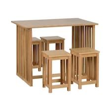 Richmond Foldaway Dining Set (4 Stools) - Oak Varnish Brown