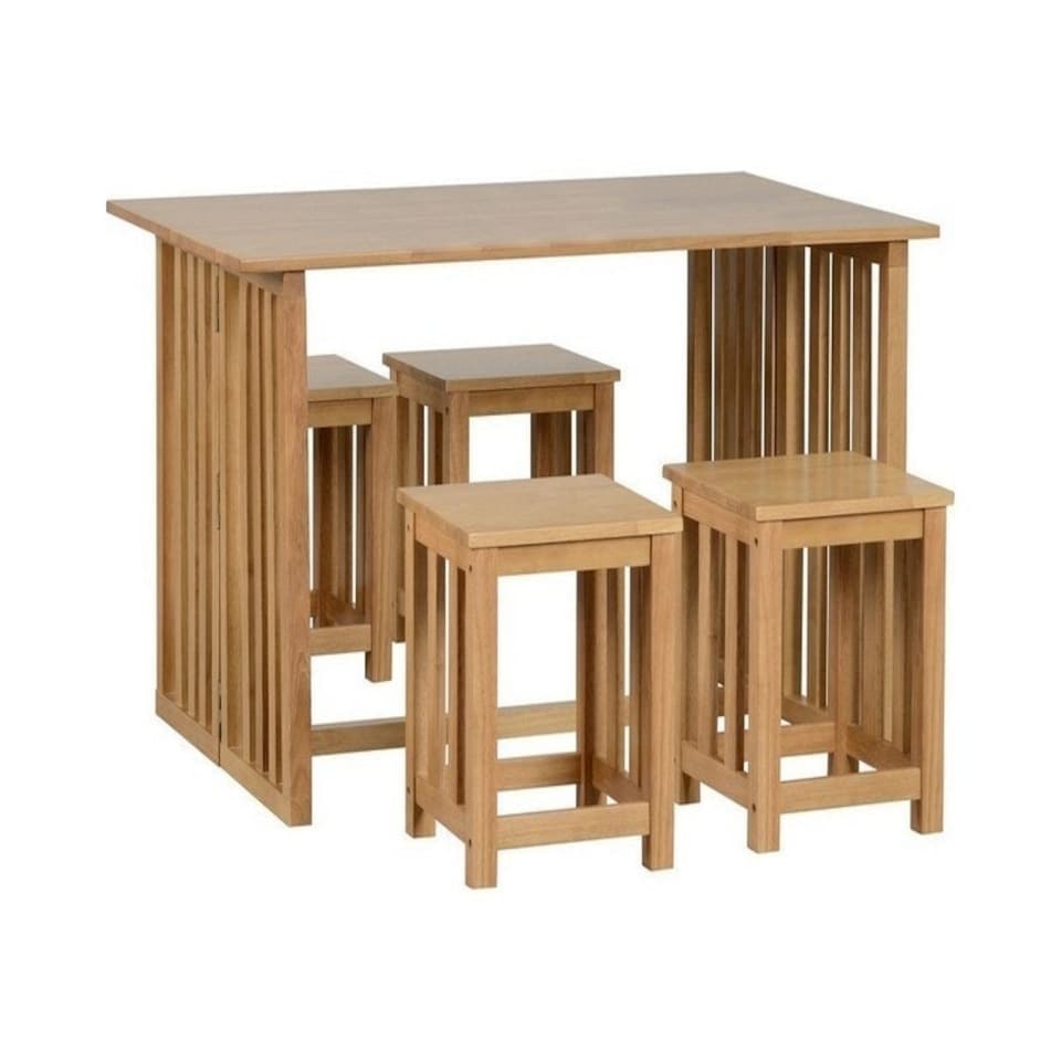 image 1 of Richmond Foldaway Dining Set (4 Stools) - Oak Varnish Brown