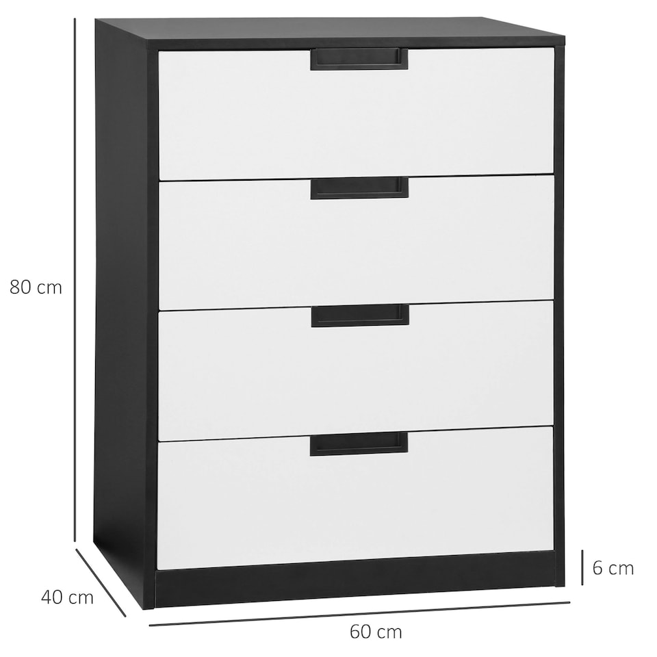 image 1 of HOMCOM Chest of Drawers, 4 Drawer Storage Cabinet Unit Bedroom Living Room