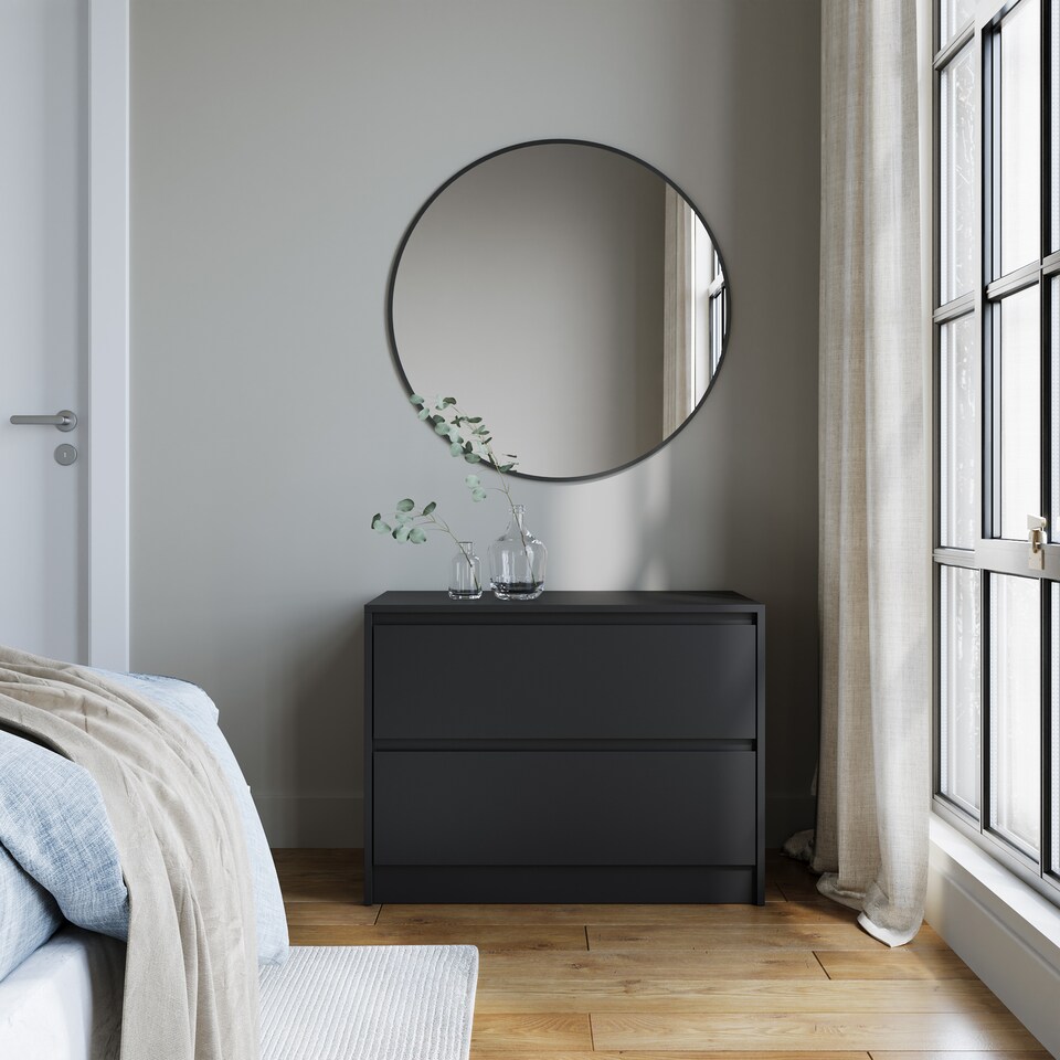image 1 of URBNLIVING 2 Drawer Chest Storage Unit With Adjustable Feet | Multi | Black | 1