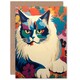 image 1 of Ragdoll Cat Lover Pet Portrait for Wife Her Art Card