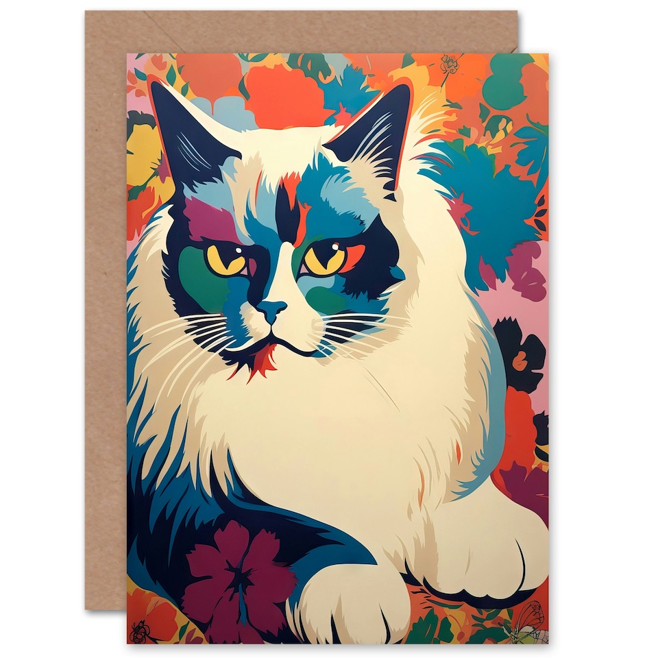image 1 of Ragdoll Cat Lover Pet Portrait for Wife Her Art Card