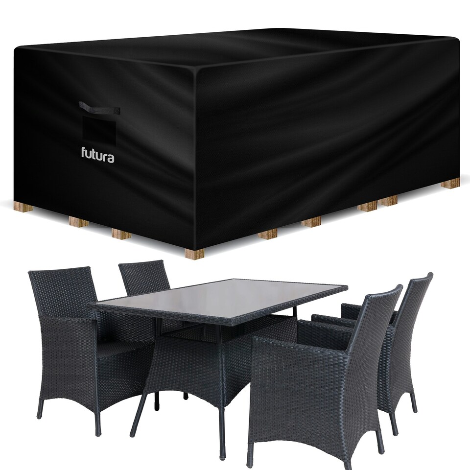 image 1 of Futura Rectangular 125x63x74cm Waterproof Garden Furniture Cover 420D Black